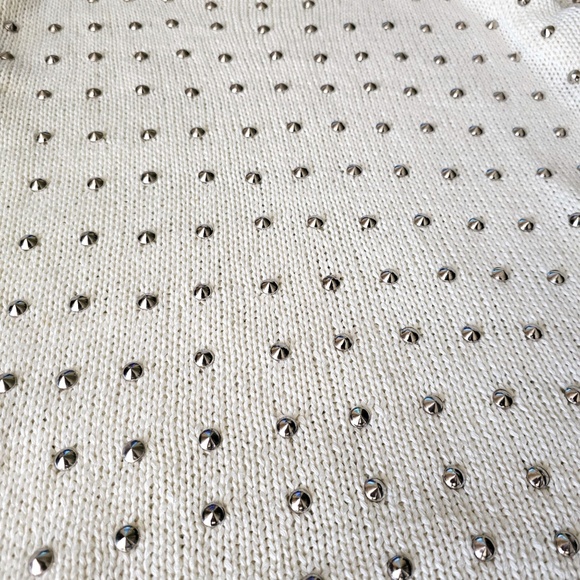 Lumiere Ivory Studded Knit Sweater – Acrylic Blend – Scoop Neck - Picture 3 of 6